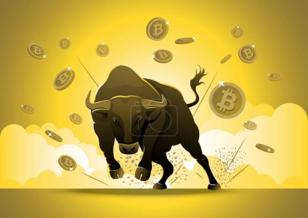 Ilustración de Bull Run Bitcoin Markets Exchange Concept - Imagen libre de derechos