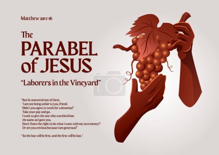 Ilustración de Parábola de Jesucristo sobre Los Obreros en la Viña - Imagen libre de derechos