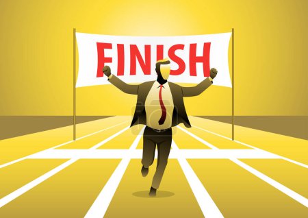 Illustration for Businessman on the finishing line in competition concept - Royalty Free Image