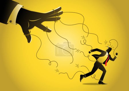 A businessman free from manipulator hands vector illustration