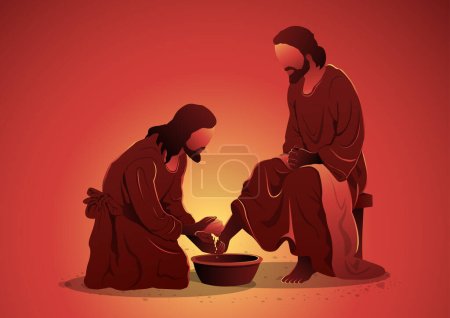 Ilustración de Jesucristo lavado apóstoles pies vector ilustración - Imagen libre de derechos