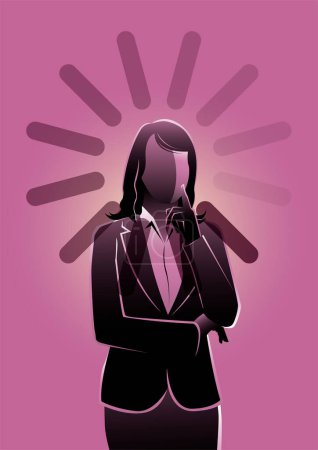 Illustration for Businesswoman thinking with loading icon around her head - Royalty Free Image