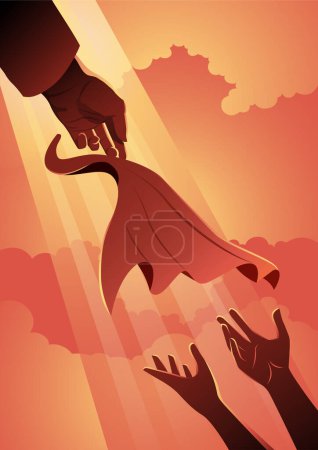 Illustration for Elijah was passing the mantle to Elisha vector illustration - Royalty Free Image