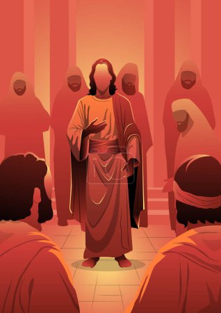 Le jeune Jésus enseigne dans le temple l'illustration vectorielle