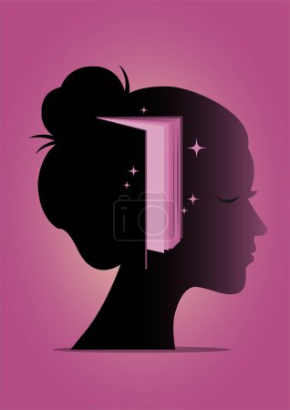 Human head with open book learning concept vector ilustration