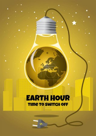 Happy Earth Hour National Day Konzept mit Glühbirnen-Vektorillustration