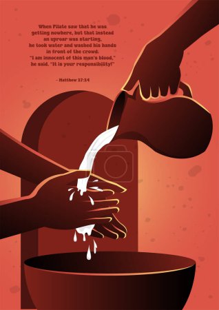 Illustration for Pontius Pilate washing his hands. Vector illustration - Royalty Free Image