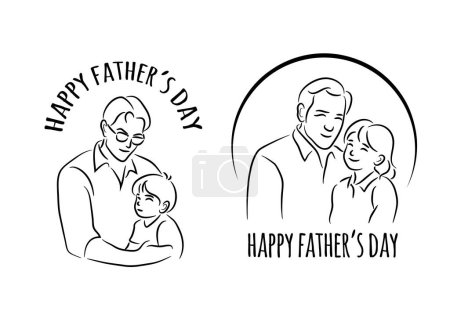 Téléchargez les illustrations : Illustration vectorielle pour la fête des pères dans le style line art - en licence libre de droit
