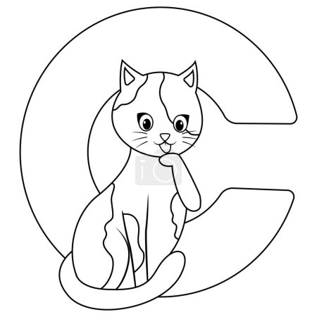 Illustration de lettre C pour chat