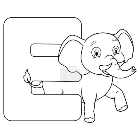 Illustration of E letter for Elephant