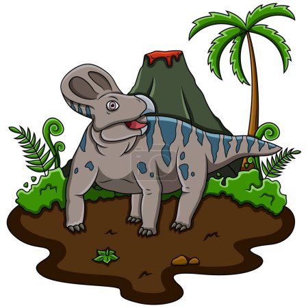 Téléchargez les photos : Protoceratops de bande dessinée dans la jungle - en image libre de droit