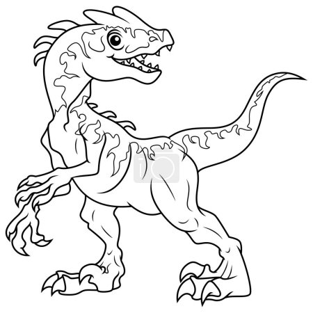 Illustration of Cartoon Dinosaur Indominus rex line art