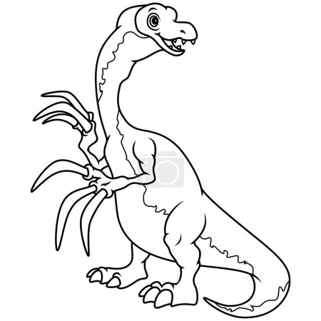 Illustration of cartoon dinosaur therizinosaurus