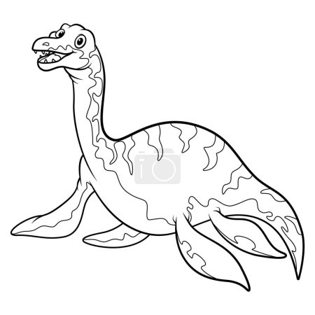 Cartoon Dinosaur plesiosaurus on white background