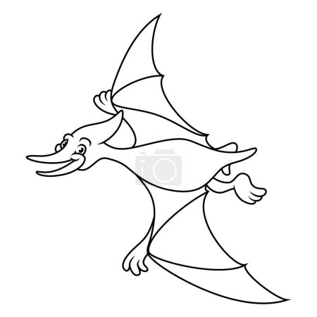 Photo for Cartoon funny pterodactyl on white background - Royalty Free Image