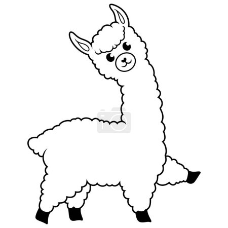 Foto de Linda caricatura de alpaca sobre fondo blanco - Imagen libre de derechos