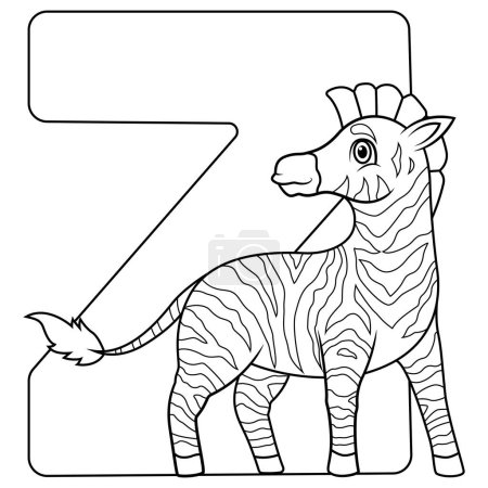 Illustration of Z letter for zebra