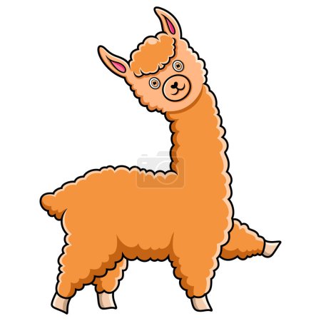 Photo for Cute alpaca cartoon on white background - Royalty Free Image