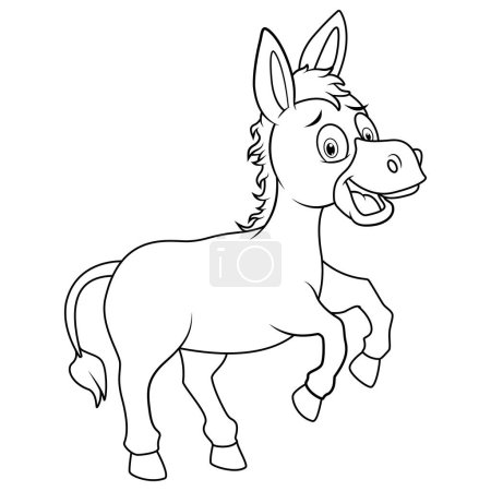 Photo for Cartoon cute donkey line art - Royalty Free Image
