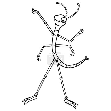 Photo for Cartoon stick insect on line art - Royalty Free Image