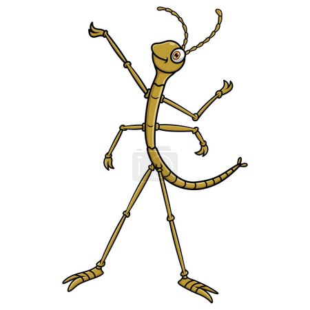 Photo for Cartoon stick insect on white background - Royalty Free Image