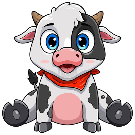 Téléchargez les photos : Mignon bébé vache dessin animé assis - en image libre de droit