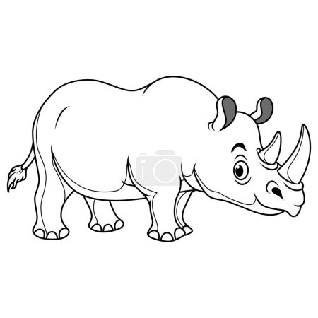 Foto de Rinoceronte de dibujos animados aislado en el arte de línea - Imagen libre de derechos