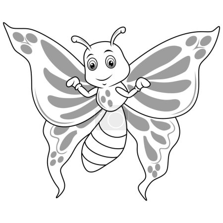 Téléchargez les photos : Dessin animé drôle de papillon ligne art - en image libre de droit