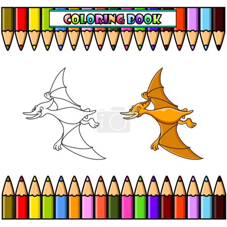 Photo for Cartoon pterodactyl for coloring book - Royalty Free Image
