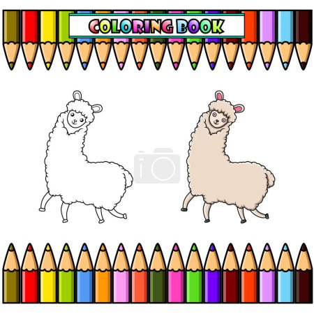 Photo for Cartoon llama for coloring book - Royalty Free Image