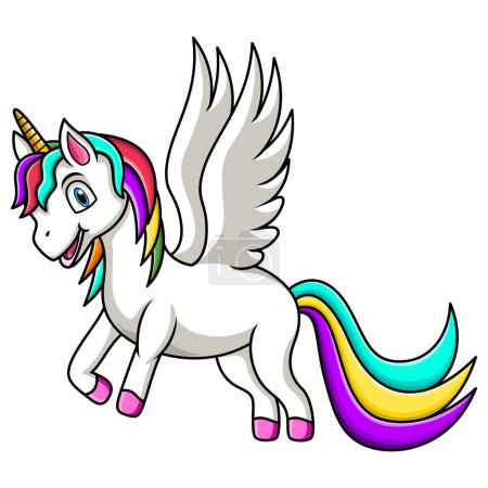 Foto de Unicornio arco iris de dibujos animados aislado sobre fondo blanco - Imagen libre de derechos