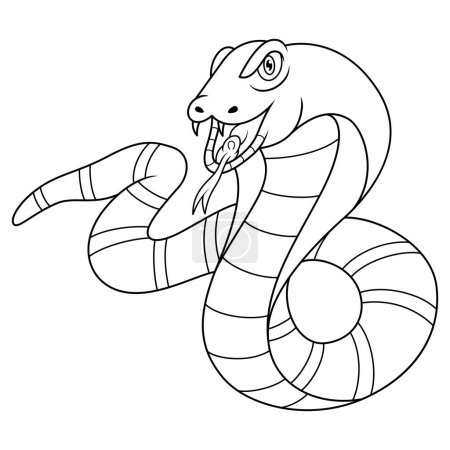 Photo for Cartoon king cobra snake line art - Royalty Free Image