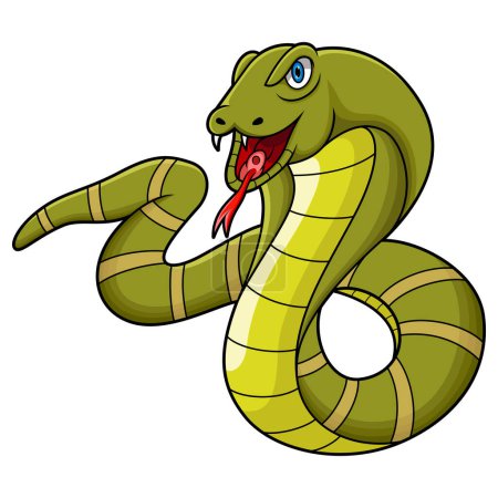 Photo for Cartoon king cobra snake on white background - Royalty Free Image