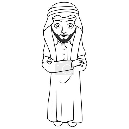 Cute Cartoon Of a Muslim man line art
