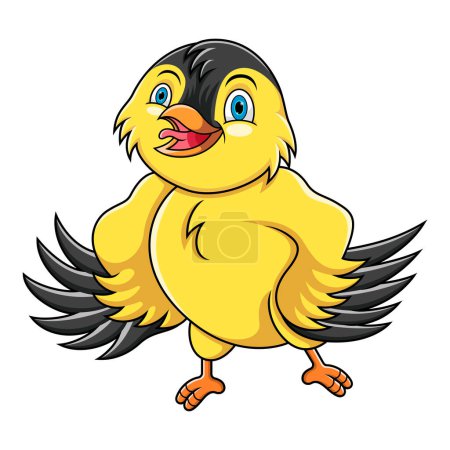 Dibujos animados amarillo pájaro canario sobre fondo blanco