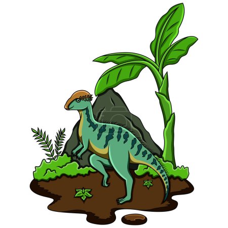 Ilustración de Dibujos animados Amargasaurus en la selva - Imagen libre de derechos