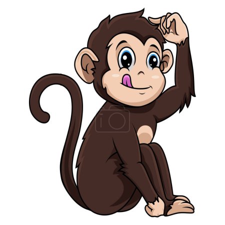 Téléchargez les illustrations : Illustration de mignon singe dessin animé assis - en licence libre de droit