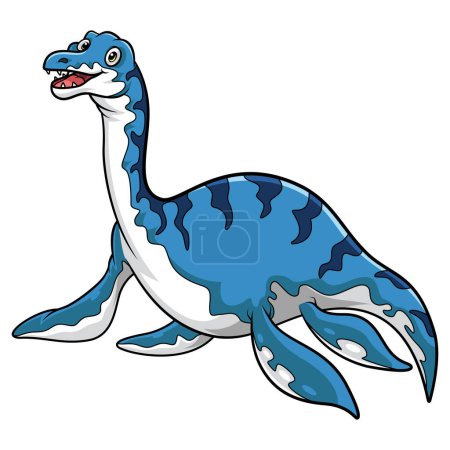 Illustration for Illustration of Cartoon Dinosaur plesiosaurus on white background - Royalty Free Image