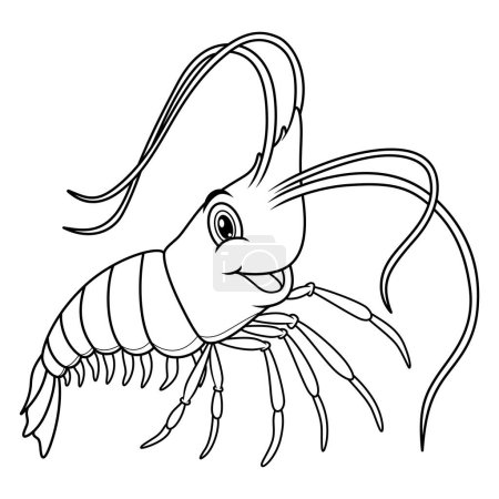 Cute shrimp cartoon line art