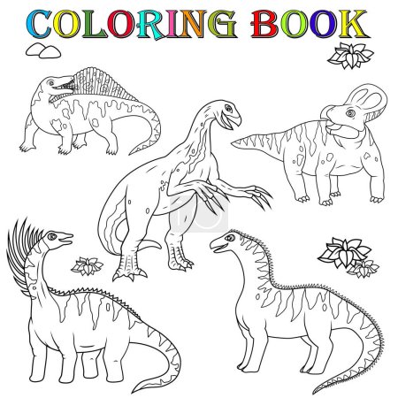 Illustration for Coloring book with cartoon dinosaurs - Royalty Free Image