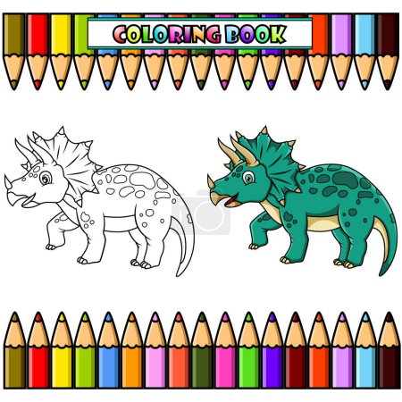 Illustration for Cartoon triceratops for coloring book - Royalty Free Image