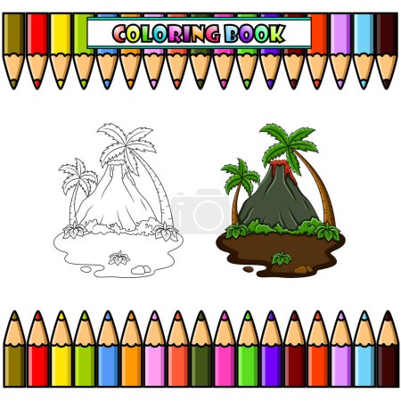 Ilustración de Volcán montaña para colorear libro - Imagen libre de derechos
