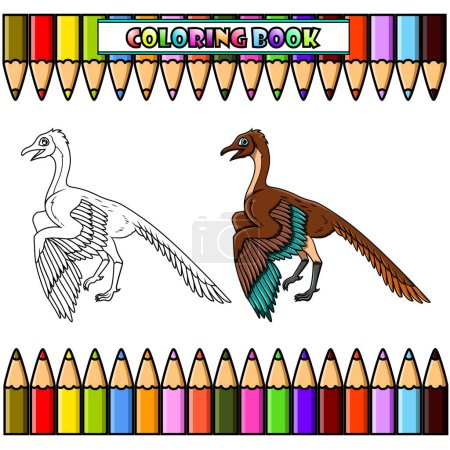 Illustration for Cartoon archaeopteryx for coloring book - Royalty Free Image