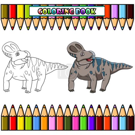 Illustration for Cartoon Protoceratops for coloring book - Royalty Free Image