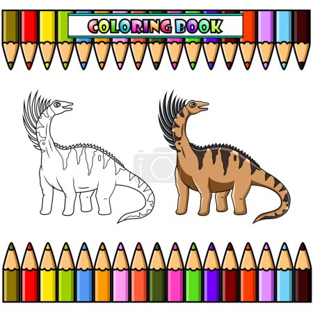 Ilustración de Dibujos animados bajadasaurus para colorear libro - Imagen libre de derechos