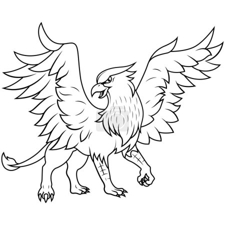 Cartoon griffin line art for coloring page