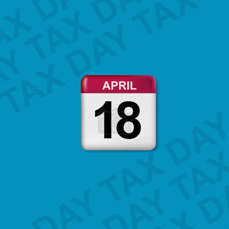 Ilustración de USA Tax Day Reminder Concept - Plantilla de diseño de calendario 2022. - Imagen libre de derechos