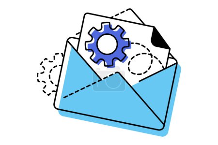 E-Mail-Posteingangsverwaltung buntes lineares Desktop-Symbol. Produktivitätswerkzeug. Posteingangsverwalter. Isolierte Benutzeroberfläche Symbol für Licht Thema. Essbarer Schlaganfall.