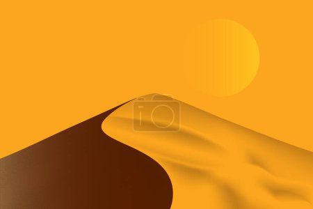 Wüstenlandschaft mit Düne, Sonne und Sand. Wüste Dünen Hintergrund. Abstrakter Vektorhintergrund mit dramatischen Wüstendünen und Sonnenuntergang.