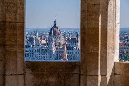 Photo for Budapest, Hungary - 2 September 2022: The Hungarian Parliament Building from Fishermen's Bastion - Royalty Free Image